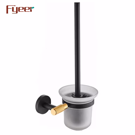 Fyeer タオルバー ティッシュホルダー ローブフック ブラックとゴールド バスルームアクセサリーセット