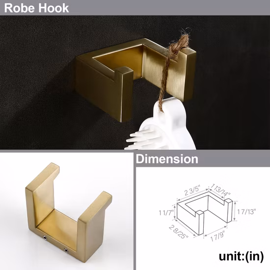 壁掛けタオルバーセット シャンパンブロンズ 4ピース ゴールド バスルームアクセサリー
